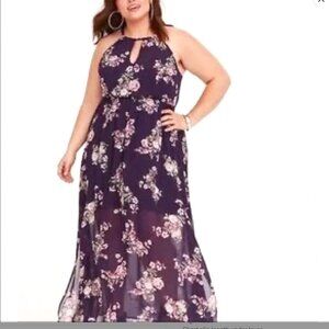 TORRID- Purple Maxi Chiffon High Neck Dress